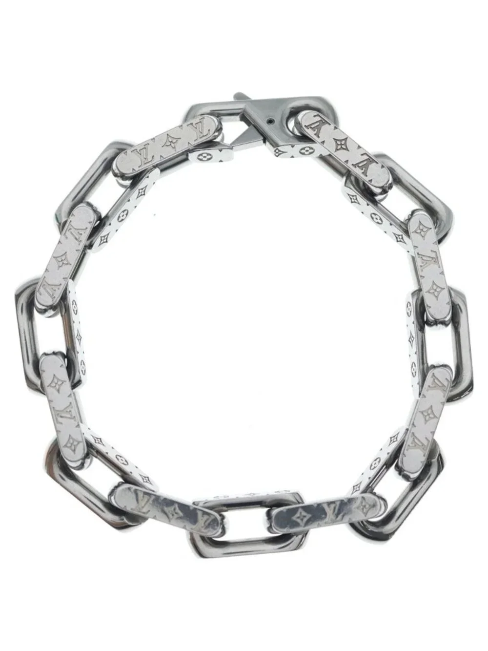 Louis Vuitton Bracelet Monogram Chain Metal Silver
